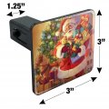 Christmas Holiday Santa Delivering Toys Tow Trailer Hitch Cover Plug Insert