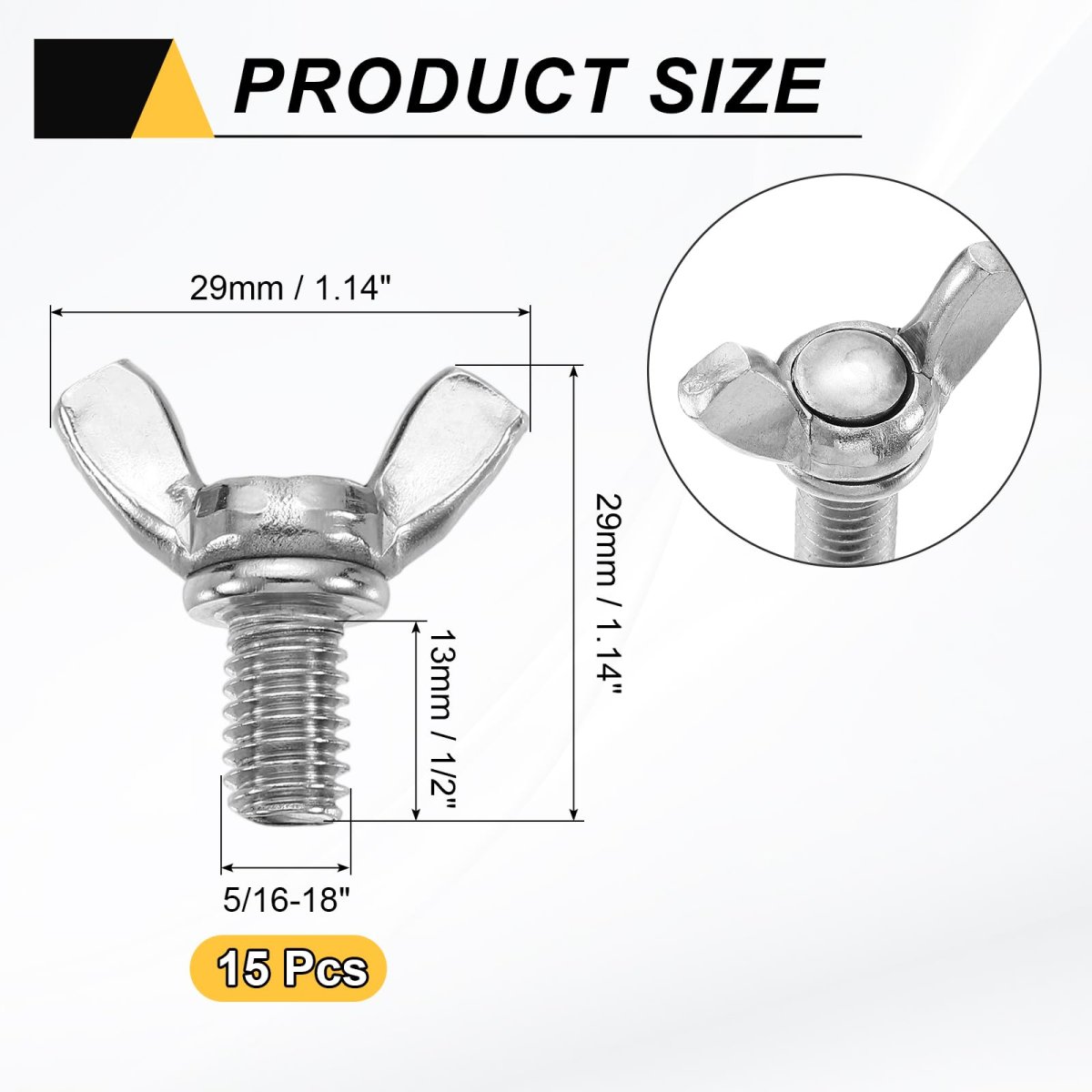 15pcs 5 16-18 X 1 2 Wing Butterfly Screw Bolts 304 Stainless Steel Machine Fastener Thumb Hand Screws For Electronic Equipment