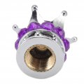 Wheel Stem Valve Caps 4 Pieces Tire Cover Crown Diamond Style Universal Purple
