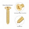 Uxcell Brass Wood Screws M5x25mm Phillips Flat Head Self Tapping Connector For Door Hinges Wooden Furniture Home Appliances