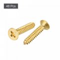 Uxcell Brass Wood Screws M5x25mm Phillips Flat Head Self Tapping Connector For Door Hinges Wooden Furniture Home Appliances