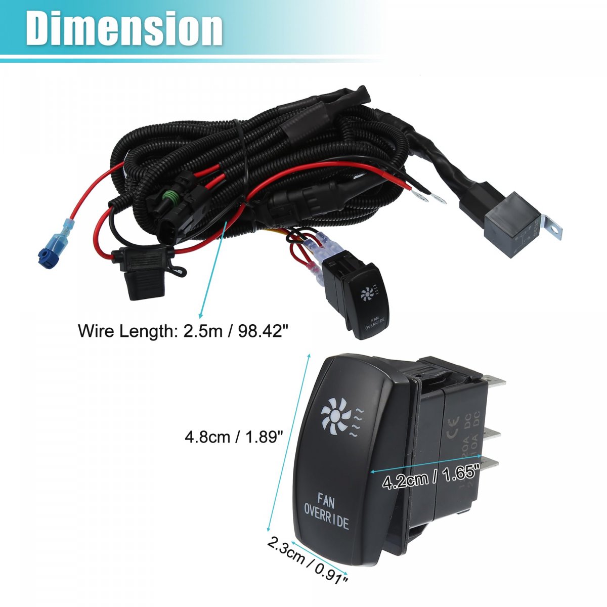Radiator Fan Connector Switch Kit With Relay Led Rocker Cooling Wiring Set For Polaris Rzr Ranger 800 900 Xp 1000