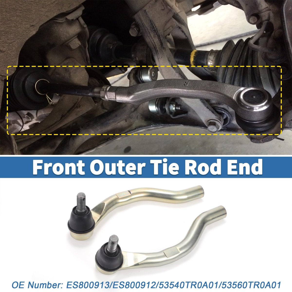 2pcs Front Outer Tie Rod Ends Kit Suspension Steering End For Acura Ilx 2013-2017 Honda Civic No Es800913 Es800912 53540tr0a01