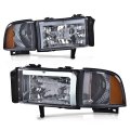 Led Headlights Assembly For 1994-2001 Dodge Ram 1500 And 1994-2002 2500 3500 Smoke Lens Black Housing Amber Reflector Driver 
