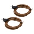 6ft 18 2 Cloth Covered Lamp Cord With Plug 2pcs Vintage Electrical Stripped Ends For Extension Wiring Diy Repairing Brown 