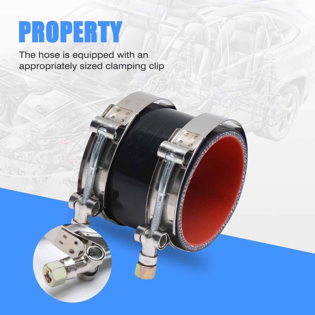 3 5 In Id Straight Silicone Hose Coupler With 2 T Bolt Clamps Length 0 Wall Thickness For Turbo Intercooler And Intake Piping