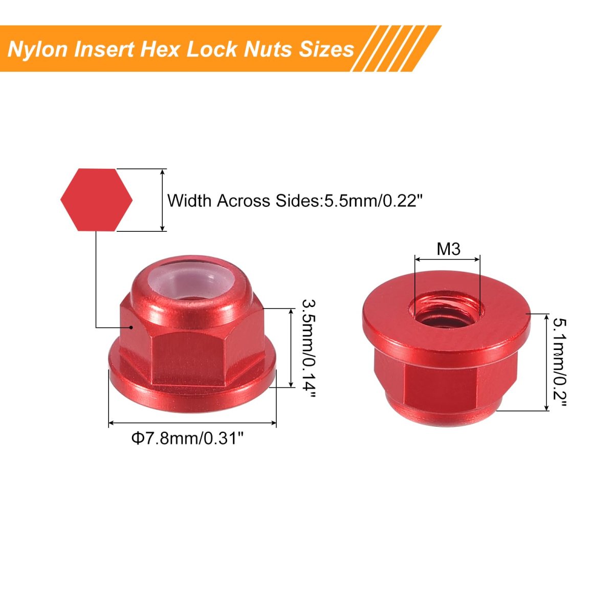 Nylon Insert Hex Lock Nuts 4pcs M3 X 0 5mm Aluminum Alloy Self-locking Anodizing Flange Nut For Fasteners Claret