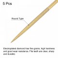 Uxcell Diamond Needle Files 5mm X 180mm Titanium Coated Round Hand Tool With Tpu Handle For Metal Stone Wood 5pcs