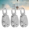 3pcs Single Pulley Block 35kg Load Capacity Stainless Steel M15 Hanging Wire Towing Wheel For Fitness Quiet Pulle Blocks Snatch