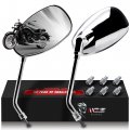Mzs Motorcycle Mirrors Chrome Universal 10mm 8mm Rear View Side Mirror 360 Degree Adjustable Handlebar For Street Bike Cruiser 