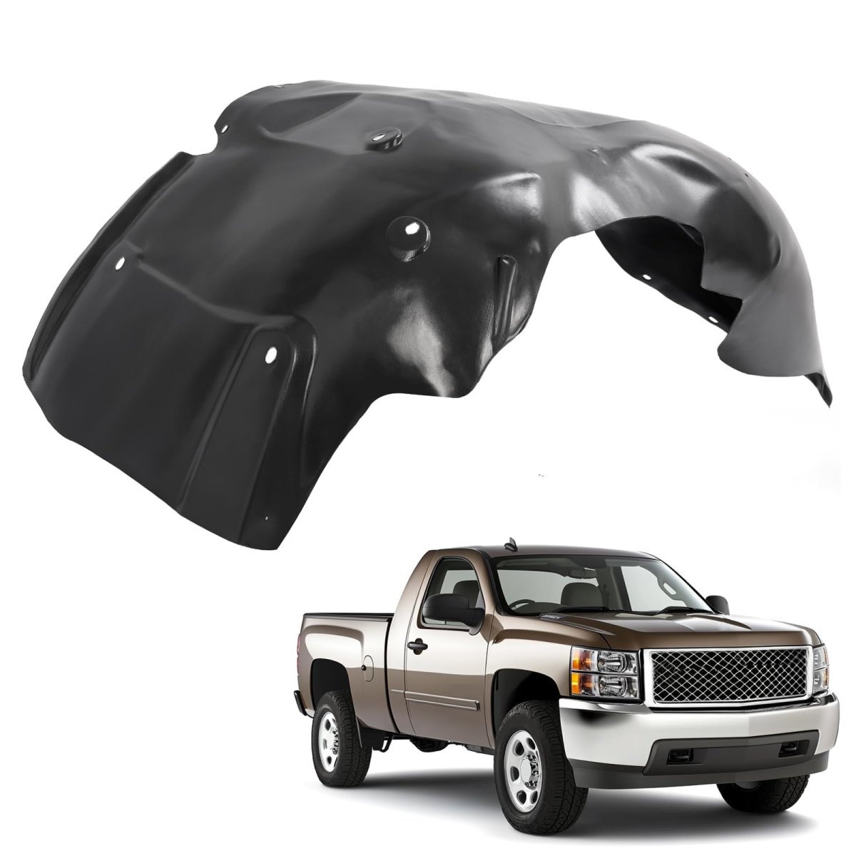 Front Fender Liner Inner Panel For 2007 2013 Chevy Chevrolet Silverado 1500 Right Passenger Side Black Pe Plastic Replaces