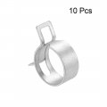 Uxcell Spring Band Type Clamp 24mm Inner Dia Fit 25 5-27 5mm Od Hose Fuel Line Silicone Tube Clips Silver Manganese Steel 10pcs