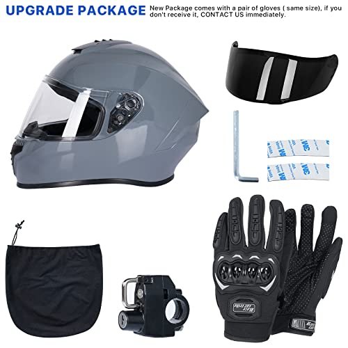 Full Face Motorcycle Street Bike Helmet With Gloves For Men And Women 2 Visors Dot Model Lock Bmx Atv Mtb Riding Road Racing
