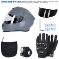 Full Face Motorcycle Street Bike Helmet With Gloves For Men And Women 2 Visors Dot Model Lock Bmx Atv Mtb Riding Road Racing