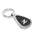Nissan 350z Z Logo Real Black Carbon Fiber Chrome Metal Teardrop Key Chain