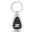 Nissan 350z Z Logo Real Black Carbon Fiber Chrome Metal Teardrop Key Chain 