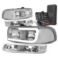 Auto Dynasty Led Drl Chrome Clear Corner Headlight W Bumper Lamps Tool Kit For Gmc Sierra Yukon 99-07 