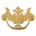 Early American Polished Brass Drawer Bail Pull Handle Centers 3 Antique Cabinet Vintage Cupboard Old Desk Reproduction Hardware 