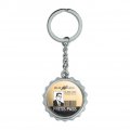 Superman Clark Kent Press Pass Keychain Chrome Plated Metal Pop Cap Bottle Opener 