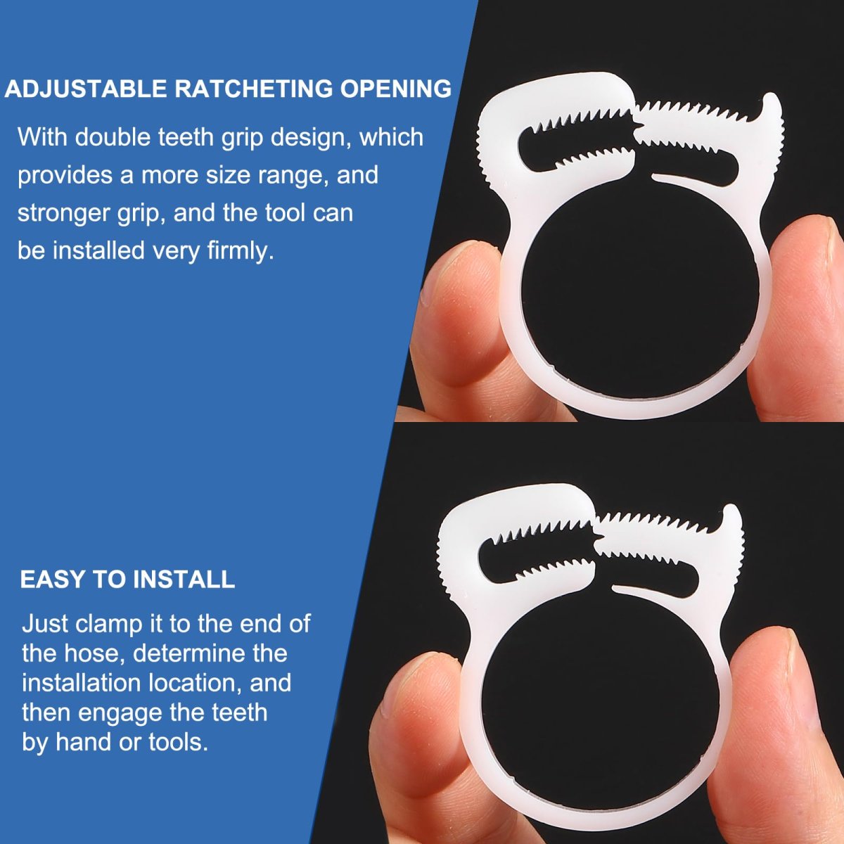 2 Pcs Adjustable Double Snap Grip Hose Clamps Plastic 30 4-33 Mm 1 2-1 3 Inches Inner Dia Several Ratcheting Tubing Clamp For