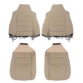 4pcs Tan Artificial Leather Bottom And Top Lean Back Seat Covers Front Driver Passenger Side Replacement For 2002-2007 F250 