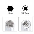 Uxcell Socket Accessory Set Of 2 Pcs 1 4 Drive 10 Spinner Nut Driver Handle 10mm 6- Point Deep