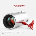 1pcs Universal Stainless Steel Car Led Exhaust Muffler Tip Pipe Red Light Flaming Tail 30-63mm