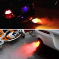 1pcs Universal Stainless Steel Car Led Exhaust Muffler Tip Pipe Red Light Flaming Tail 30-63mm
