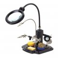 Molgar Third Hand Soldering Iron Magnifying Glass With Crocodile Clips 