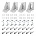 Uxcell 4set Inside Corner Bracket Gusset Kits 77x77x40mm 4080 Angle Connector For European 4040 Series Aluminum Profile Silver