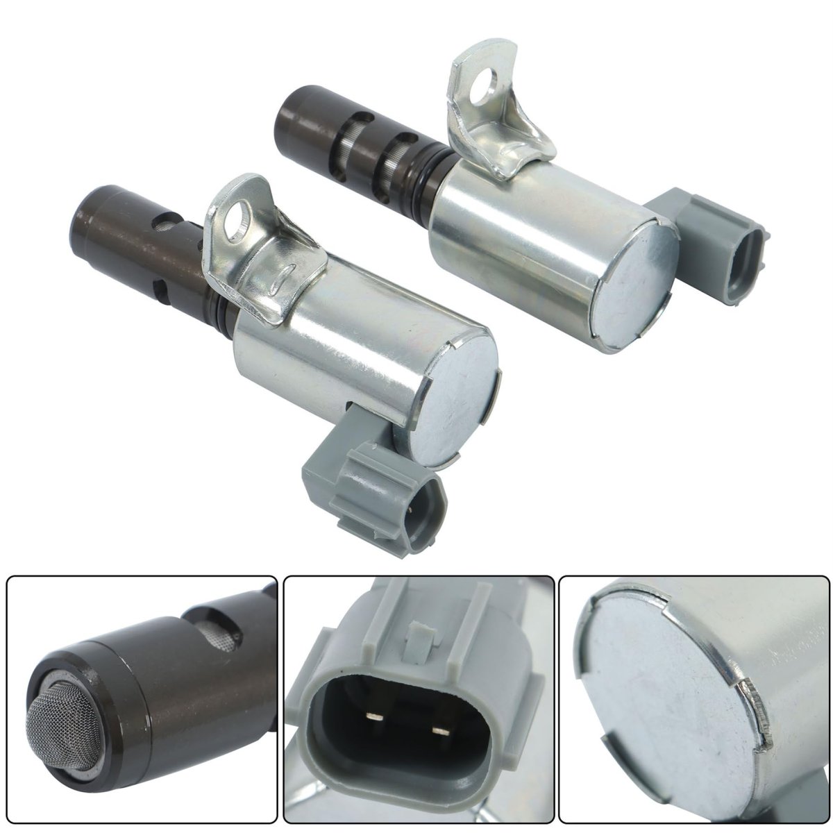 Intake And Exhaust Engine Variable Valve Timing Solenoid 2pcs Replacement For Escape 2013 Fiesta 2011 Silver