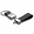 Ipick Image Made For Ford Fusion Genuine Black Leather Loop Strap Silver Metal Detachable Key Chain