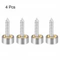 Uxcell Mirror Screws Decorative Caps Cover Nails Brushed Stainless Steel 10mm 4pcs