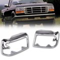 Headlight Frame Doors For 1992-1996 Ford F150 F250 Silver Chrome 