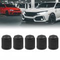 Uxcell 5 X Black Plastic Cylinder Design Tire Tyre Valve Caps For Car Dome Shape