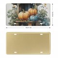 Teal Orange Pumpkin Fallen Leaves Floral License Plates Tag Plate Thanksgiving Seasonal Holiday Custom Car Accessories Aluminum