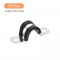 Uxcell 16pcs 16mm 5 8 Cable Clamp Rubber Pipe Strap Cushioned 304 Stainless Steel Hose U Shape Metal Tube Holder For Wire