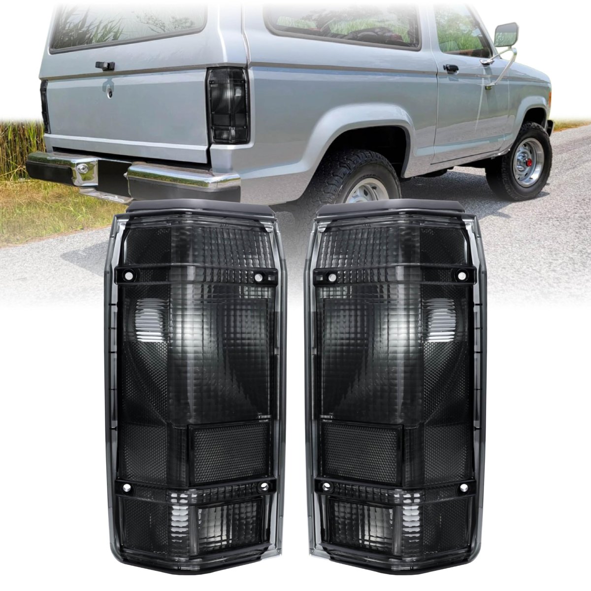 Smoke Lens Rear Tail Light Assembly Set For 1984 To 1990 Ford Bronco Ii Compact Suv Left And Right Pair Fits Xl Xlt Xls Base