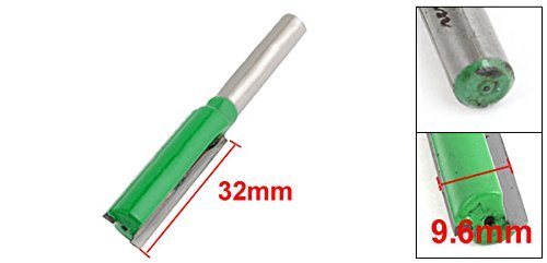Double Flute Straight Router Bit 1 4 X 3 8 Silver Tone Green