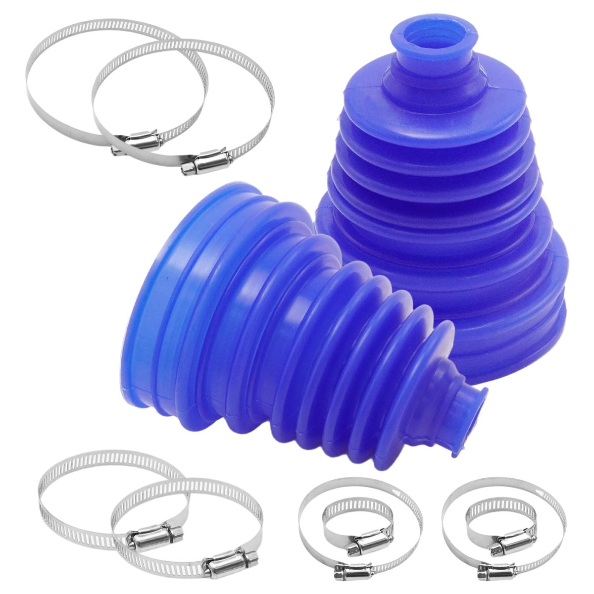 Universal Automotive Blue Silicone Cv Joint Boot Kit 2 Pieces Boots With Stainless Steel Clamps 5 In Height Fits 19 Mm To 24