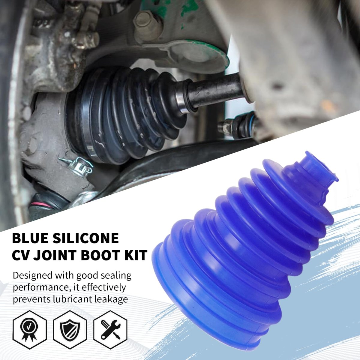 Universal Automotive Blue Silicone Cv Joint Boot Kit 2 Pieces Boots With Stainless Steel Clamps 5 In Height Fits 19 Mm To 24
