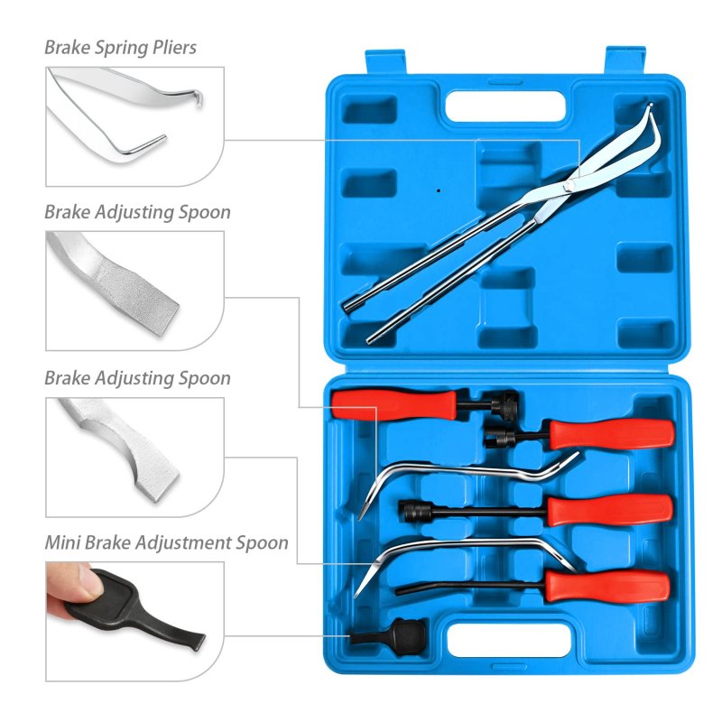 8 Pcs Brake Spring Installer Remover Plier Tools Set With Carrying Case Tools-00244 Drum Service Kit For Shoe Replacement And