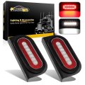 Partsam 2pcs 6 Inch Oval Led Trailer Tail Lights Red White 23led Grommet Mount W Mounting Brackets Waterproof Truck Rv Stop 