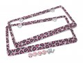 Jr2 Premium 2 Pcs Shining Crystal License Plate Frame Free Cap Screw Pink Leaopard 