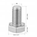 Uxcell M8x16mm Hex Bolts 304 Stainless Steel Hexagon Screw Bolt 10pcs