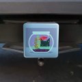 Black Cat Staring At Betta Fish Bowl Tow Trailer Hitch Cover Plug Insert