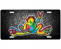 Frog Peace Sign Novelty Car Tag Vanity Plate Custom Background Options Durable Aluminum Decorative Wall 11 9 In X 5 Gloss 