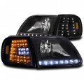 Led Replacement Headlights W Corner Lamps Black For 1997-03 Ford F-150 1997-02 Expedition 