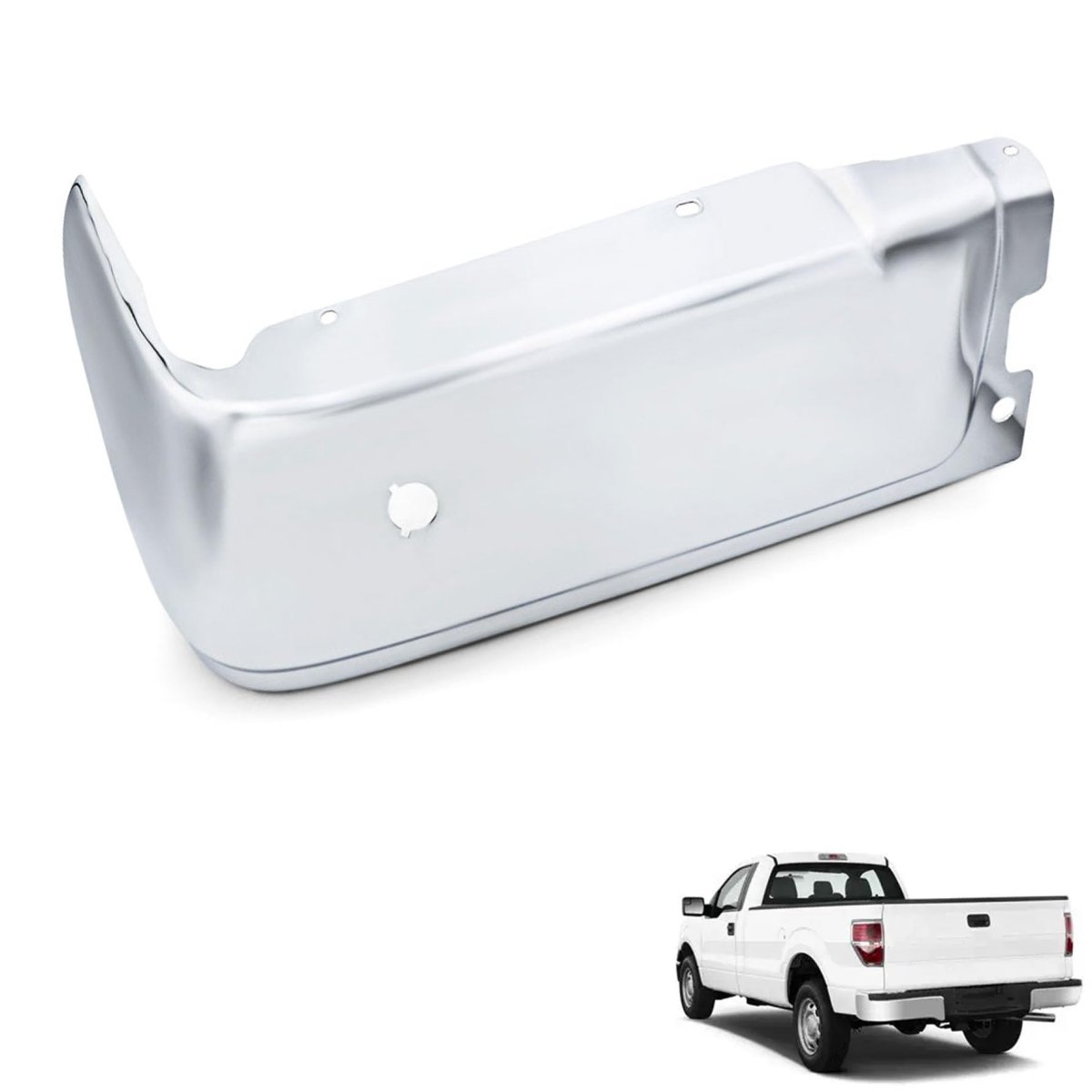 Rear Rh Bumper Face Bar End Replacement For F150 2009 2010 2011 2012 2013 2014 Right Chrome With Park Assist Steel Cap