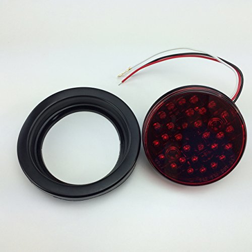 2 Pack 4 In Red 32 Led Stop Tail Turn Lights With Grommets For Box Trucks And Semi Trailers El-104232r Waterproof 12v Rear